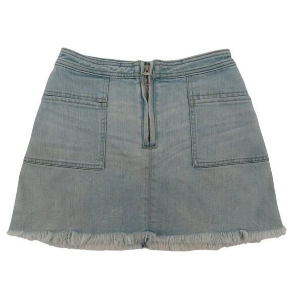 Abercrombie Fitch Women 2 Light Blue Denim Jean Skirt Zip Front Square Pockets - Picture 1 of 10